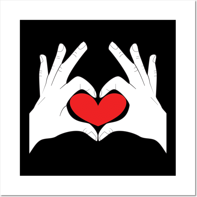 Hands Making Heart Shape Love Sign Language Valentine's Day Wall Art by Okuadinya